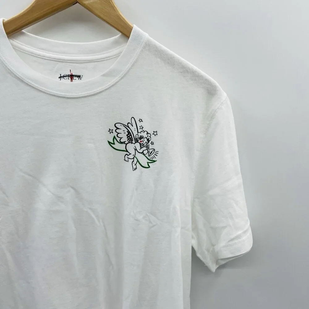 J‎ Crew Mens Size Medium Relaxed Cherub Vintage-Wash Cotton Graphic T-shirt 010